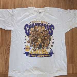 Adidas White and Purple Lakers Champions Tee